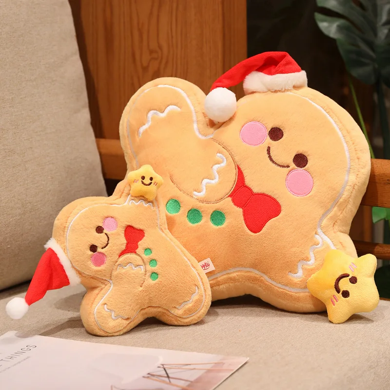 

Hot 1pc 20/40cm Lovely Gingerbread Man Doll Plush Toy Kawaii Gingerbread Pillow Cute Christmas Dolls For Birthday Festival Gift