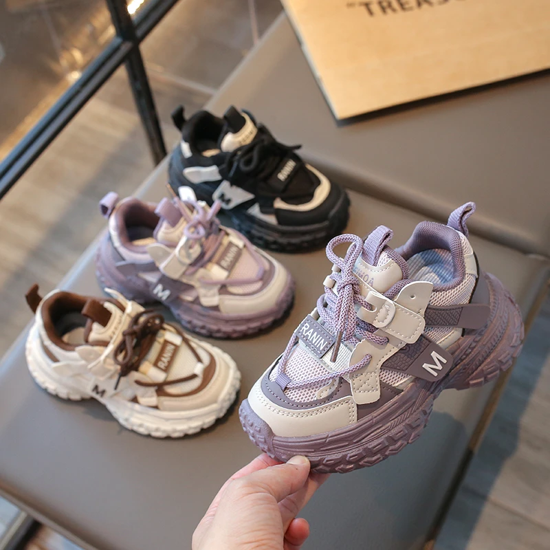 

Girls' Shoes 2026 Spring/Autumn New Soft Sole Children's Sneakers Girls' Trendy Chunky Dad Shoes Mesh Breathable Lightweight