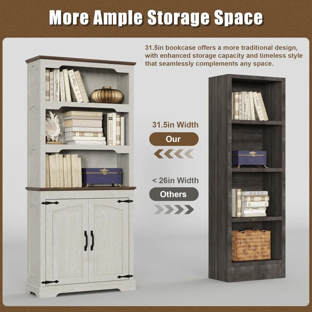 خزانة كتب مفتوحة للتخزين بطول 5 طبقات بطول 70 بوصة، بعرض 31.5 بوصة للمنزل والمكتب وغرفة النوم والاستخدام المدرسي