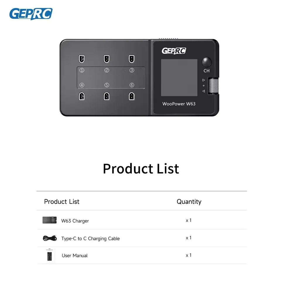 GEPRC WooPower W63 100w Smart Battery Charger Charged for LiPo LiHV LiFe Suit Short-circuit Protection RC FPV Quadcopter Drone