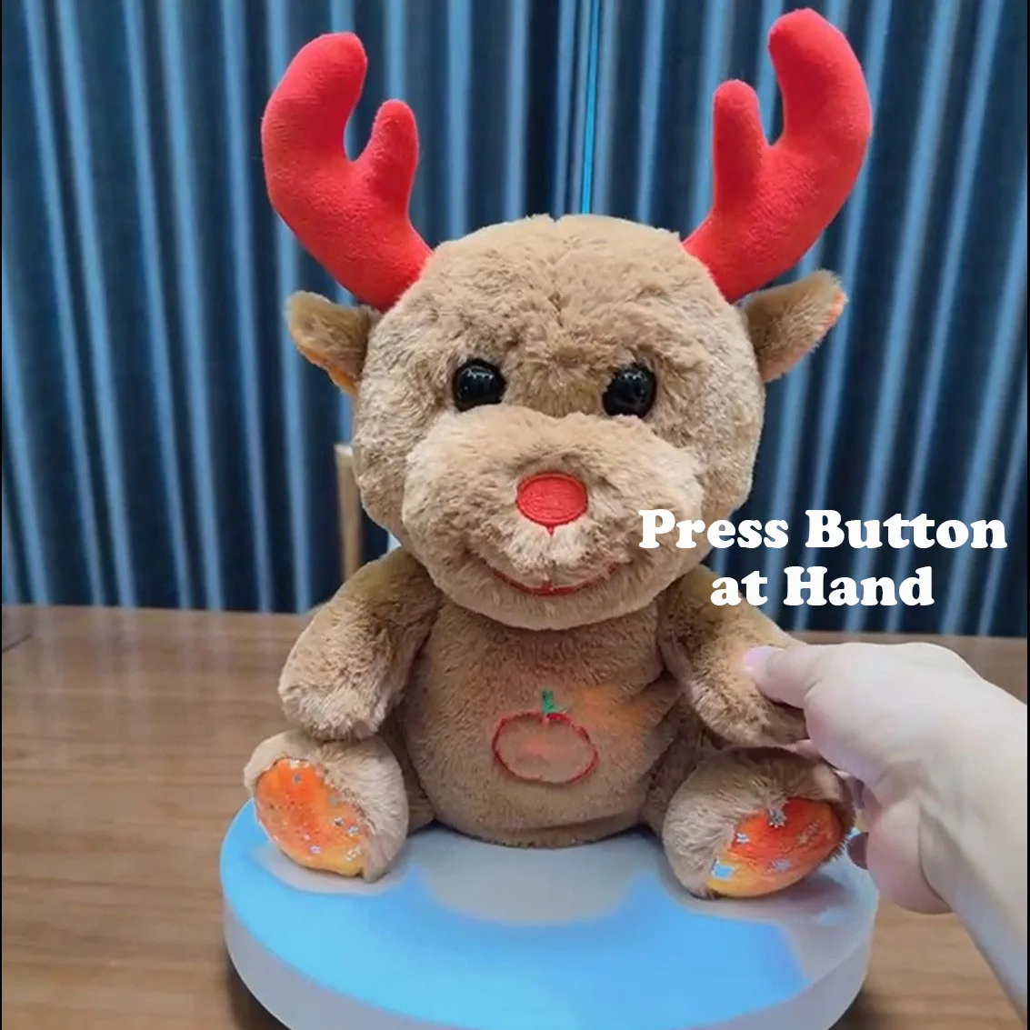 Breathing Elk Plush Toy Christmas Gift Snuggle Deer Doll Soothing Otter Bear with Lights Breathing Sound Music Newborn Playmate