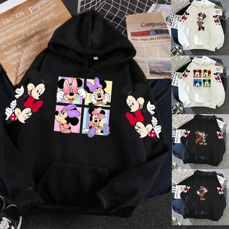 Mickey Minnie Mouse Women's Sweatshirts Y2k Hoodie Disney Harajuku Hoodies Woman Clothing Long Sleeve Sweatshirts Women's Hoodie