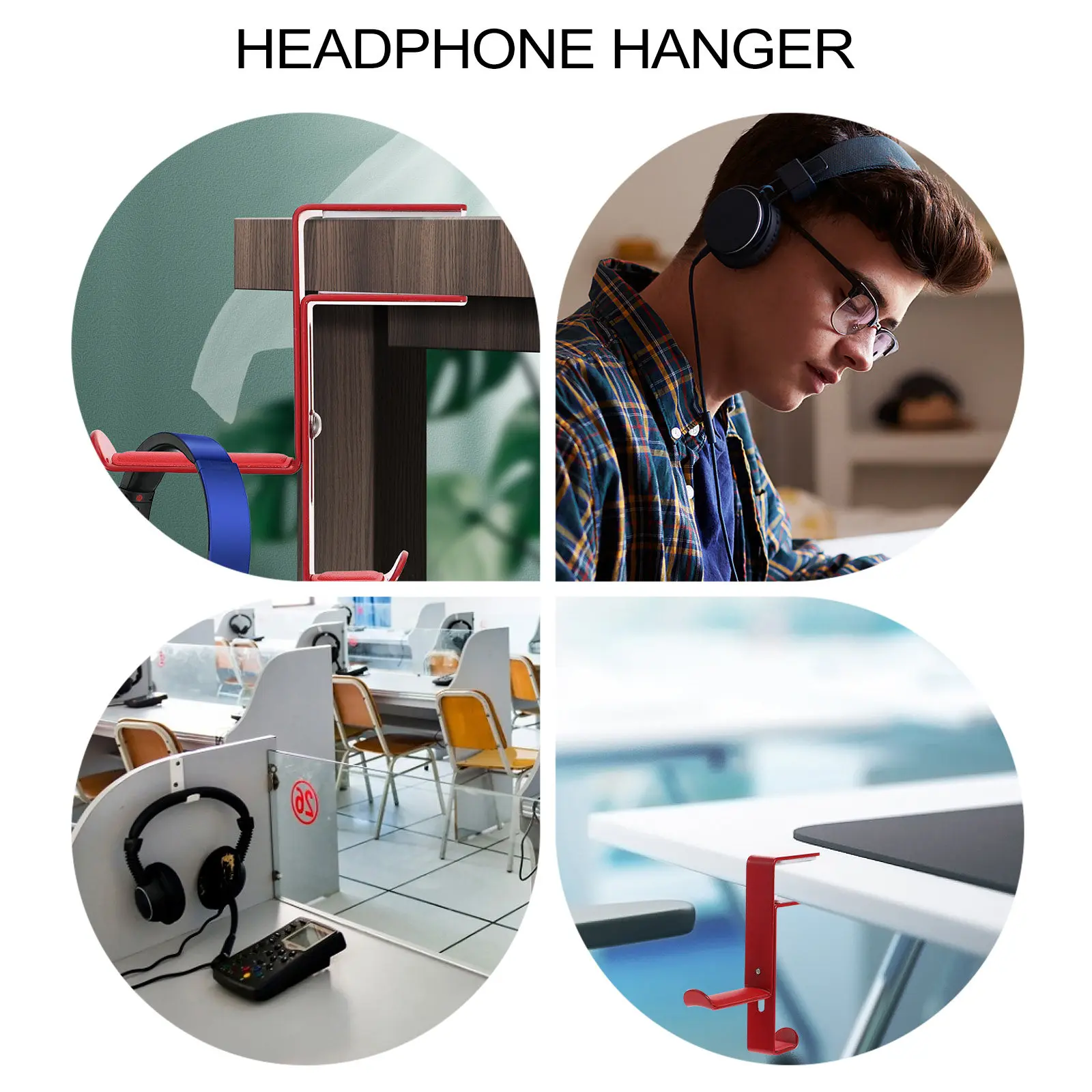 Adjustable Metal Headphone Hanger with Under-Desk Clamp – Durable Non-Slip Headset Stand