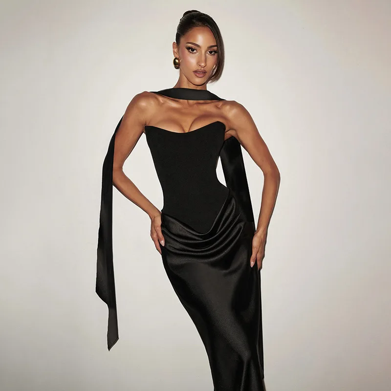 2026 Sommer Neues Elegantes Ärmelloses Figurbetontes Kleid für Damen mit Bandverzierung Formelles Bodycon-Kleid – Detail 29