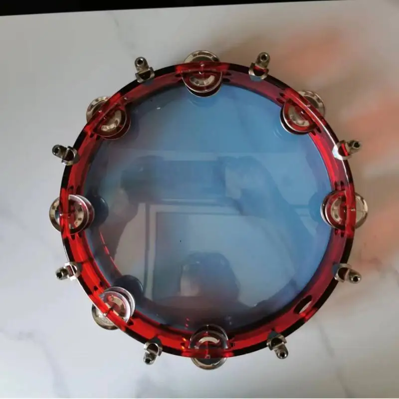 Tamburin mit hellklangigen Metallglöckchen und verstellbarem Trommelfell, ideal für Amateur-Bühnenauftritte und Übungen – Detail 3
