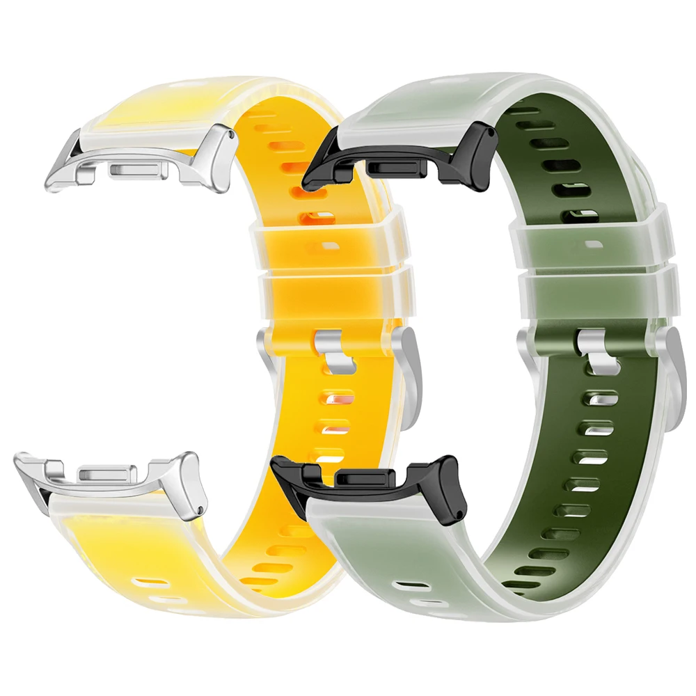 Two-Tone Silicone Strap for Samsung Galaxy Watch 9 8 44mm 40mm/Galaxy Watch 8 Classic 46mm Replacement Translucent Band Bracelet