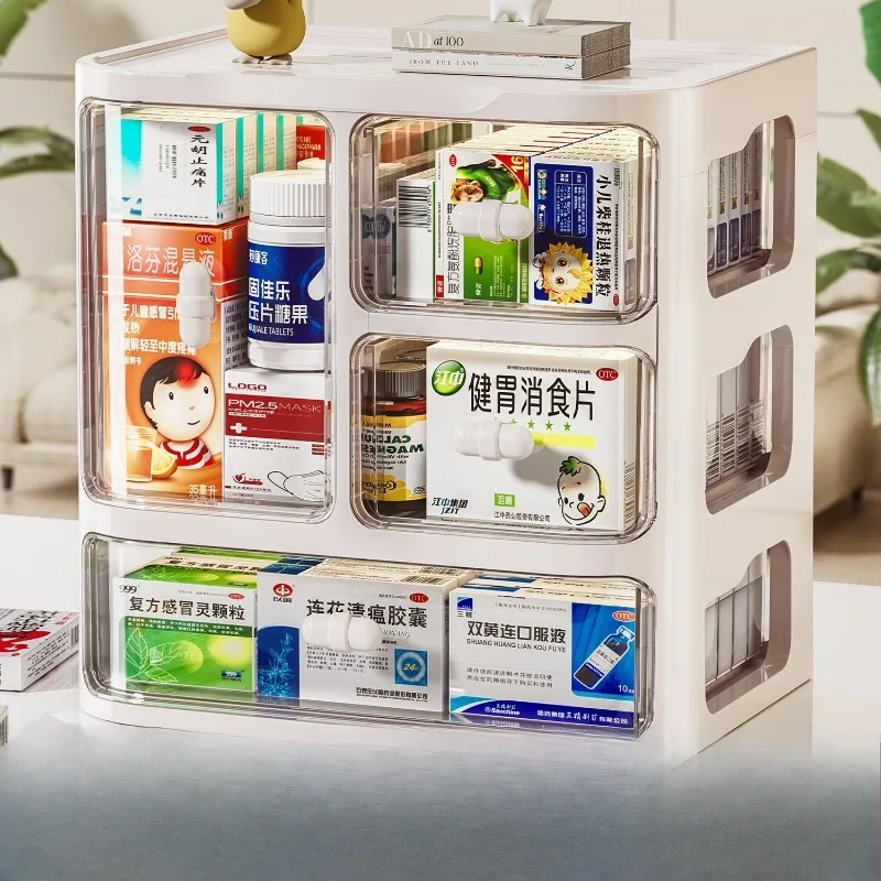 

Коробка для хранения, многослойный пылезащитный шкафчик для лекарств с выдвижными ящиками, домашний органайзер, обычная аптечка
