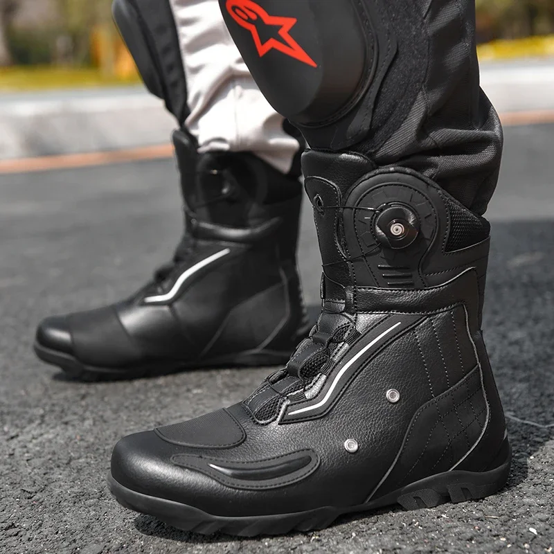 Motorcycle Boots Dirt Riding Boots Breathable Anti-slip Protective Equipment for Outdoor Riding Waterproof Microfiber Leather