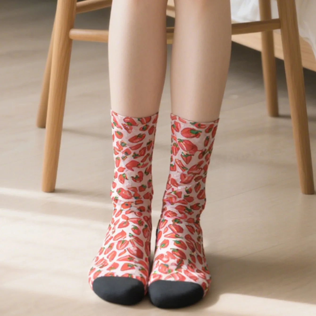 

Non-Slip Grip Sock Slipper Indoor Women mid-calf socks Long Men Cartoon Personality New Couple 8W91