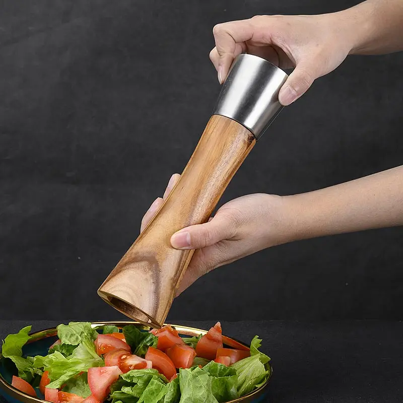 Stainless Steel Pepper Grinde Solid Wood Pepper Mill Salt Ground Ceramic Core Manual Multi-purpose Seasoning Bottle Kitchen Tool