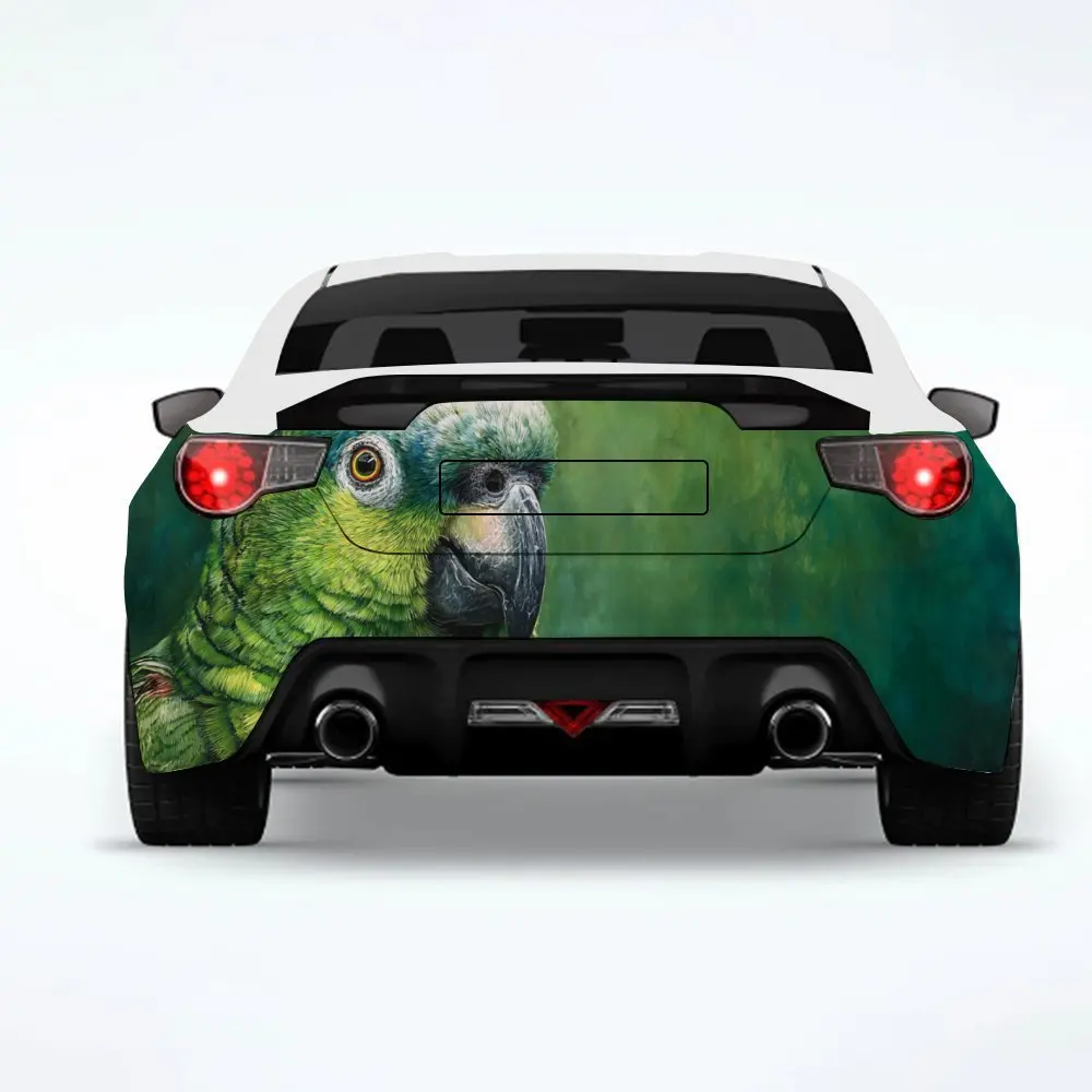 

Green Parrot Oil Painting Car Sticker-Vinyl Decal for Car Rear, Waterproof Self-Adhesive Vinyl Stickers for Vehicle Tail & Bumpe