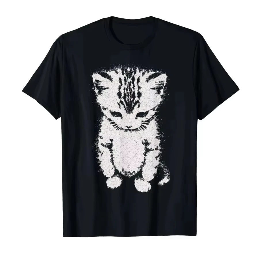 El Gato Sad Kitten Funny Meme Sad Crying Munchkin Cat Trendy T-shirt for Men Women Cotton T Shirts S