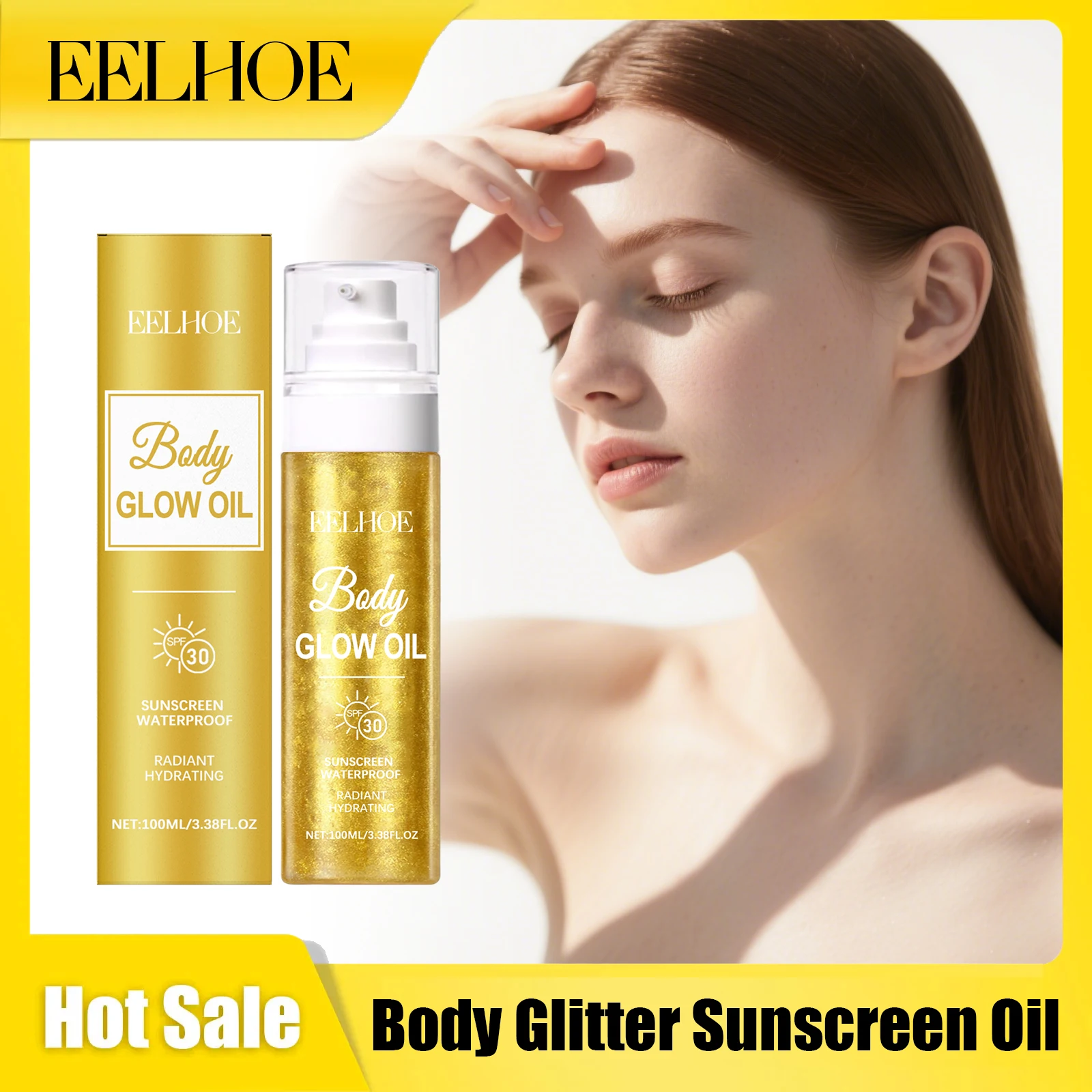 

Eelhoe Body Glitter Sunscreen Oil Lasting Moisturizing No Sticky Beach Tourism Soothing Damaged Full Coverage Sunscreens Essence