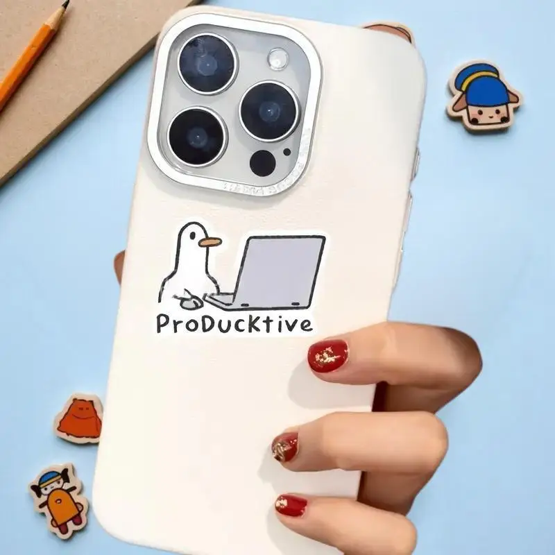 5Pcs Removable Laptop Waterproof Decals Cute Goose Laptop Stickers Notebook Computer DIY Decoration Gift For Adults