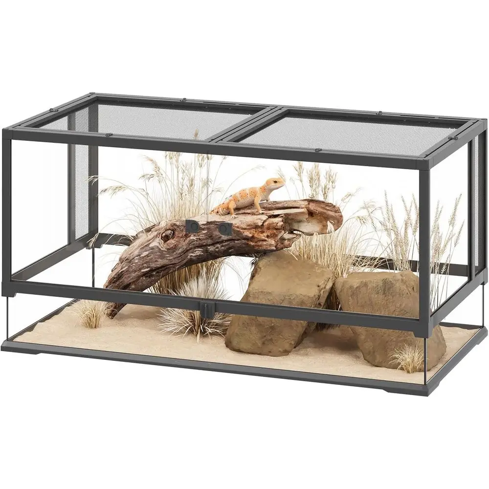 

Reptile Terrarium with Top Sn Ventilation, Snake Habitat with Heating Pad Space, Front Opening Reptile Vivarium with Sliding Cab