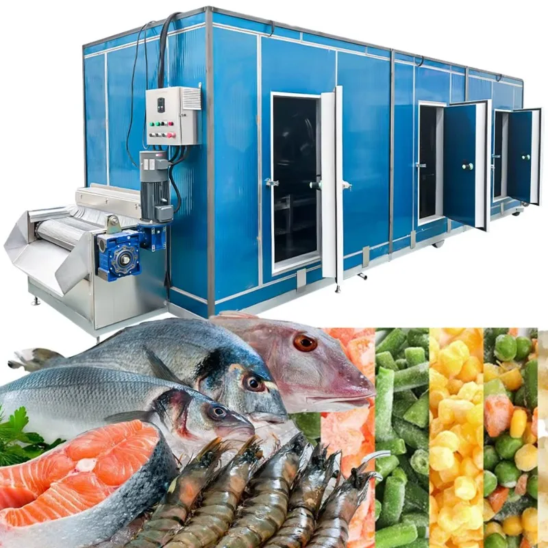 Tunnel Quick-freezing Machine Automatic Motor Gearbox Bearing Pump High Productivity Tunnel Continuous Freezer for Customized