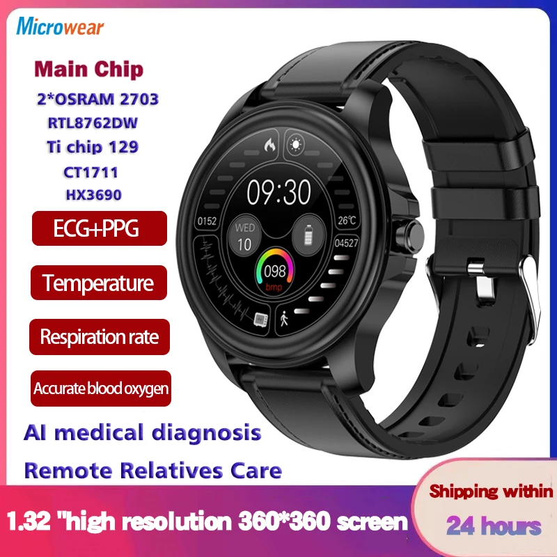2022 novo relógio inteligente ecg + ppg temperatura do corpo heartrate pressão arterial ai diagnóstico médico pulseira esporte à prova dwaterproof água smartwatch