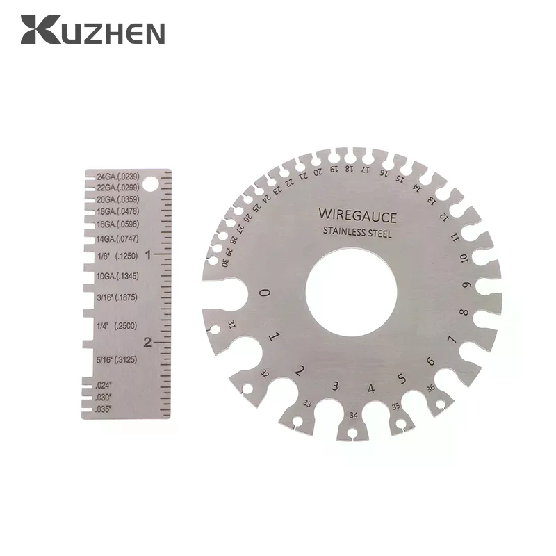 Stainless Steel Measurer Tool Welding Inspection Wire Gauge 0-36 Round AWG SWG Wire Gauge Thickness Ruler Gauge Diameter