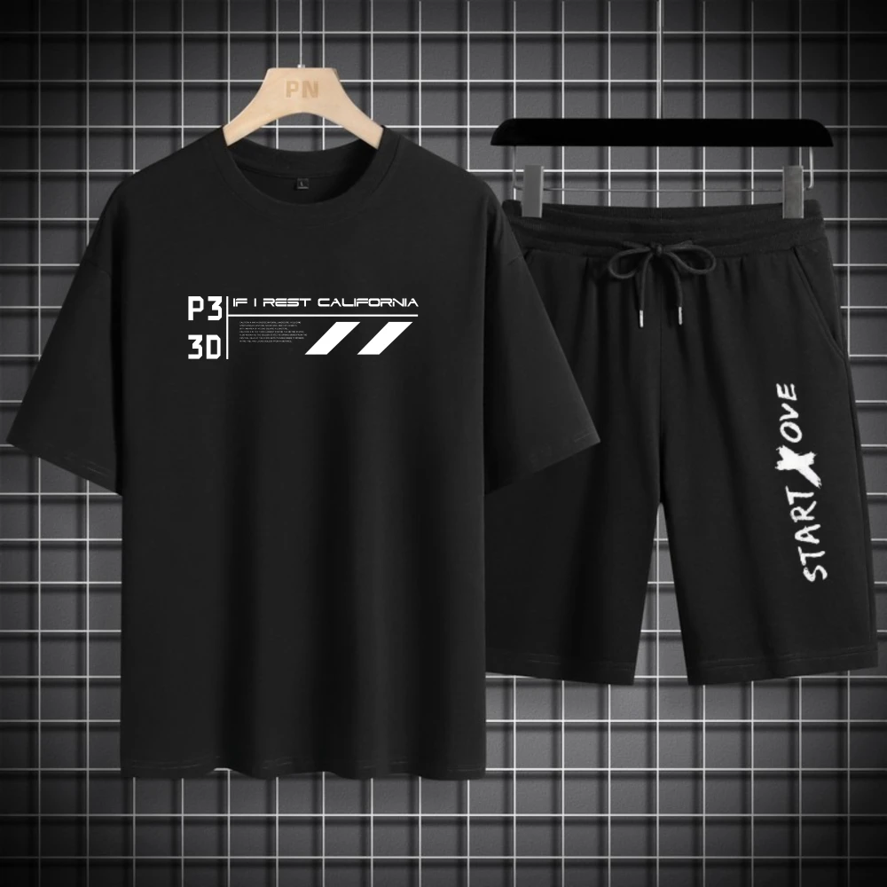 

1pcs Men's t-shirt Sets 2026 Spring/Summer sweat suit outfits two piece 3D Printed Graphic sets for men two-piece set