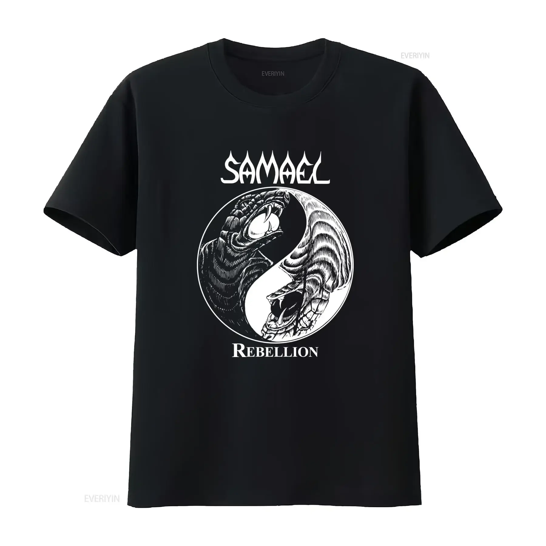 Samael Rebellion Metal Industrial Tiamat Satyricon LP CD Inspired T shirt Unique Yin Yang Dragon Design for Rock Fans vintage