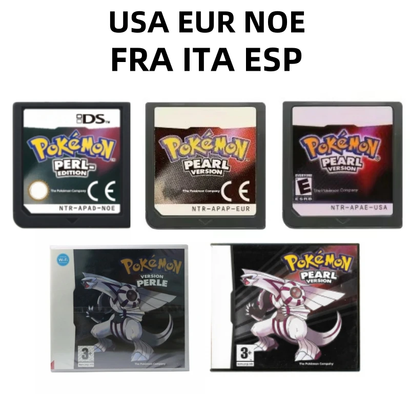 Cartucho de tarjetas de juego DS, versión Pokemon Pearl USA/EUR/FRA/ESP/ITA/NOE para consola DS NDS 2DS 3DS NDSL NDSI