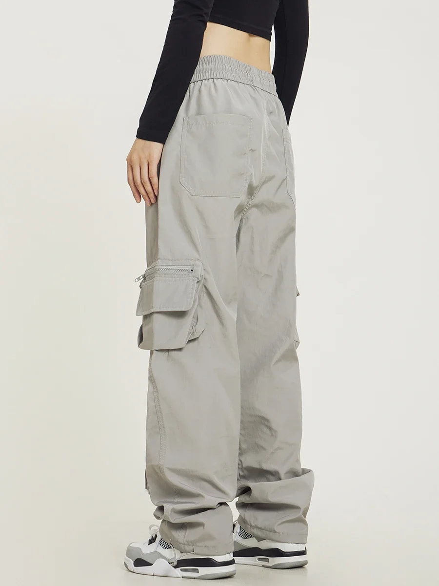 

American Style Retro Drawstring Multi-Pocket Cargo Pants Men's and Women's High Street Straight Casual Nylon Casual Trendy