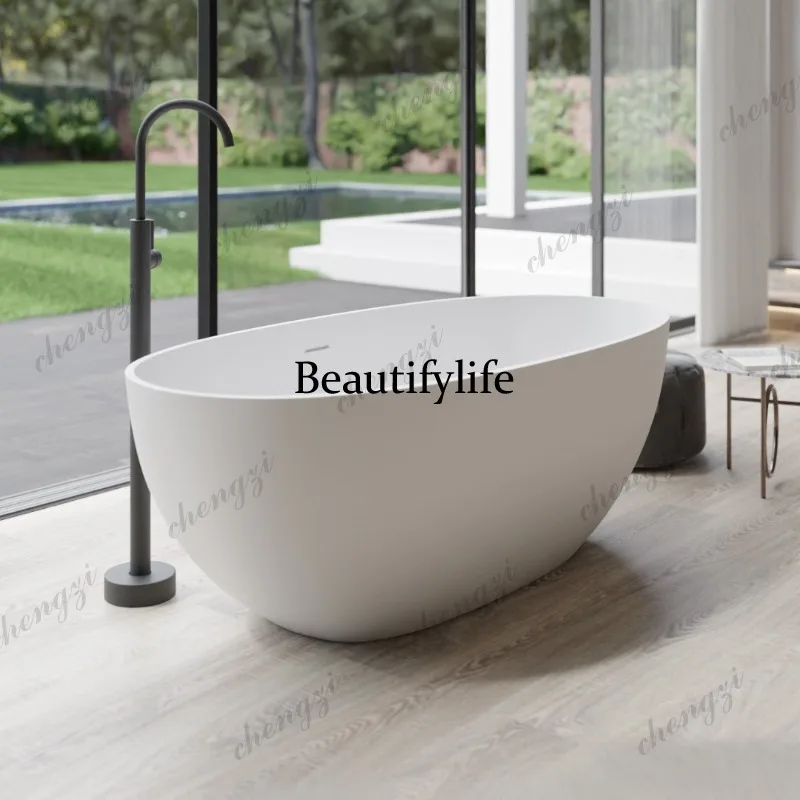 A68 Polymer Bathtub Freestanding Integrated Bathtub Qimei Stone High-End Hotel Bathtub