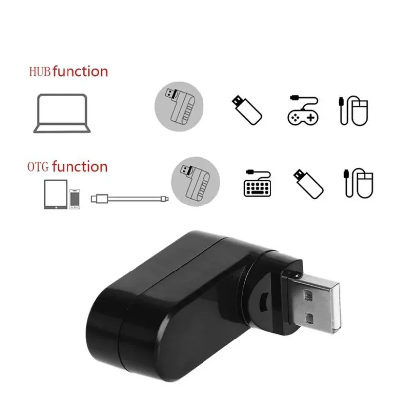 Mnnwuu 3 Port Multi 2,0 USB Rotary Hub Mini USB Hub Hochgeschwindigkeits-Splitter-Adapter für Laptop-Notebook für Computer zubehör