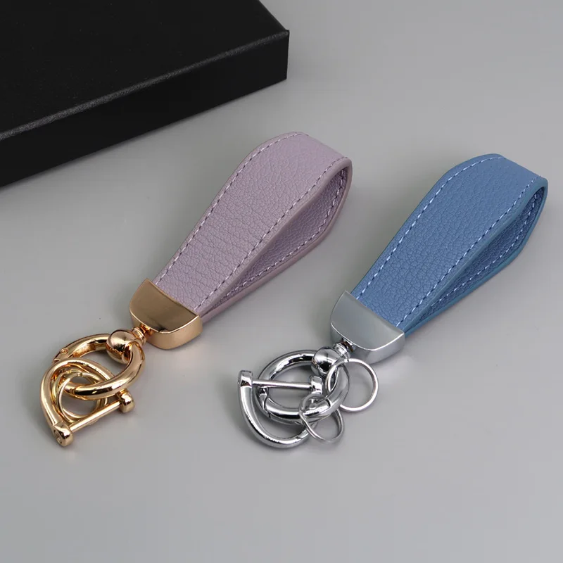 

Laser Engrave Name Lamb Leather Keyring Men's Women’s High-end Custom LOGO Keychain Vintage Personalize Car Key Chains Ring Gift