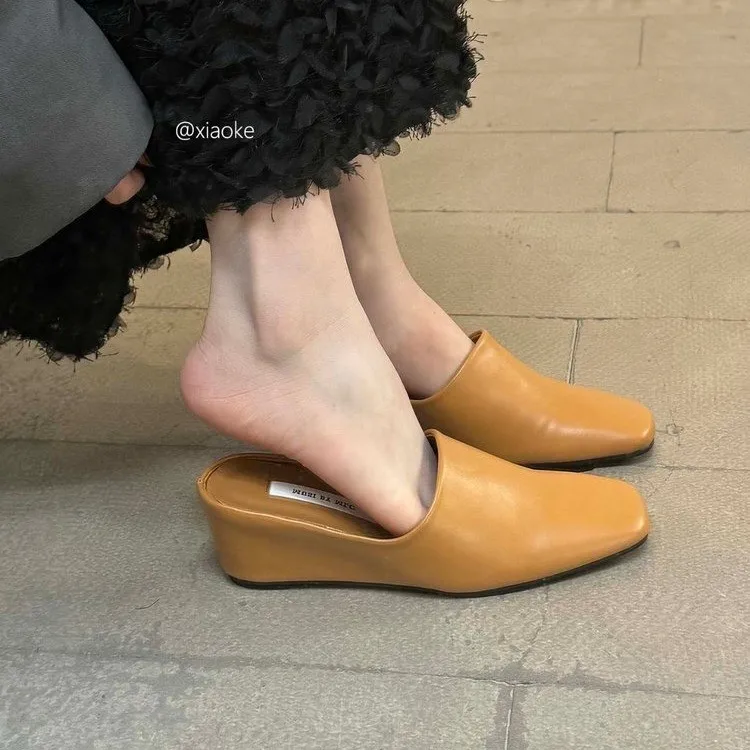 

Женские минималистичные тапочки с утолщенной подошвой, легко надеваемые, универсальные полутапочки с открытой пяткой