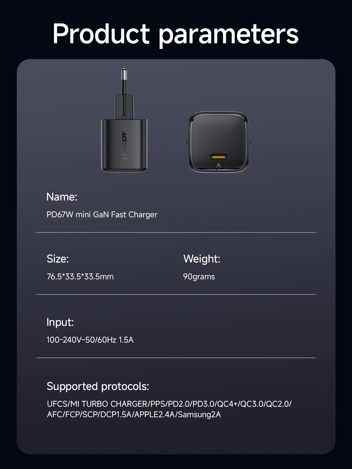 ACEFAST EU GaN PD67W Schnelle Lade USB C Lade Für Xiaomi 15T Pro 17 Pro Max Wand Schnell Lade Adapter für iPhone 17 16 15 – Detail 3