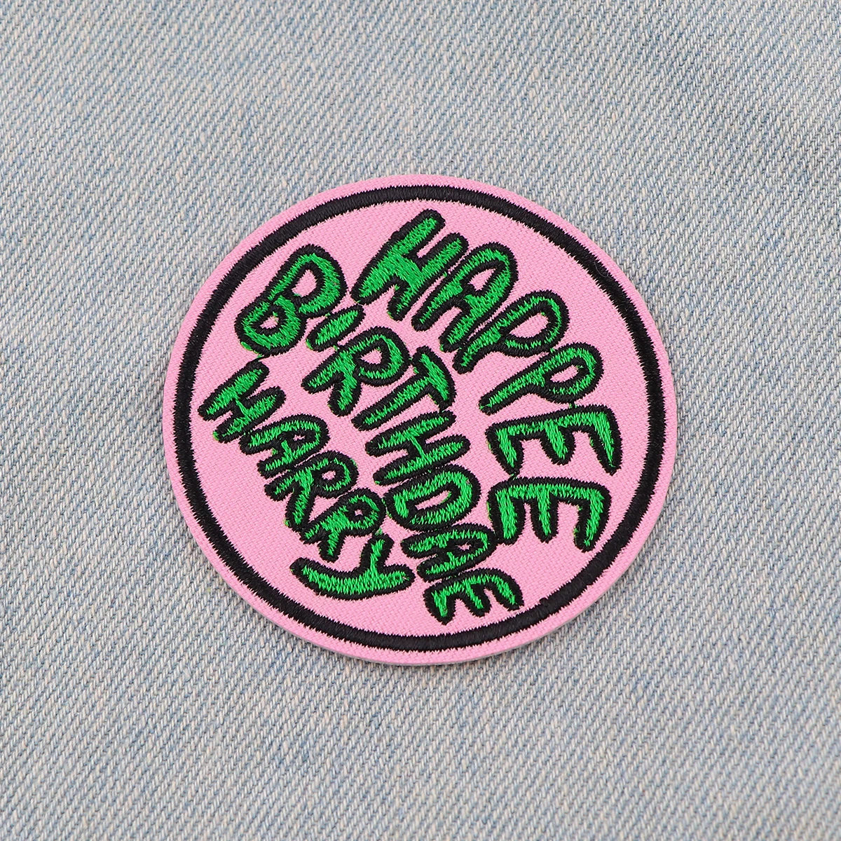 Happy Birthday Embroidery Patch Movie Iron On Patches for Clothing Thermoadhesive Patches Round Patches On Clothes Badge DIY Sew