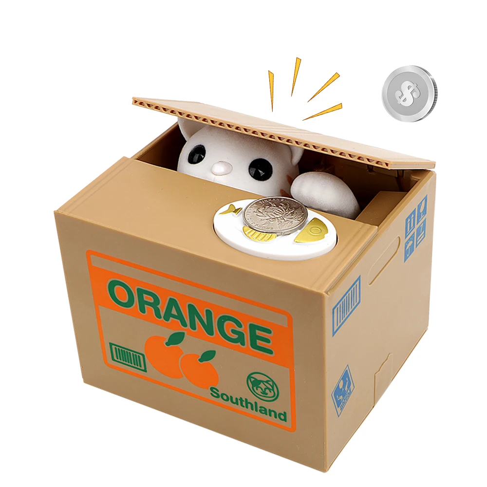 Caja de plástico para ahorrar dinero, huchas, cajas de dinero electrónicas, gato Panda automatizado, hucha, regalo para niños