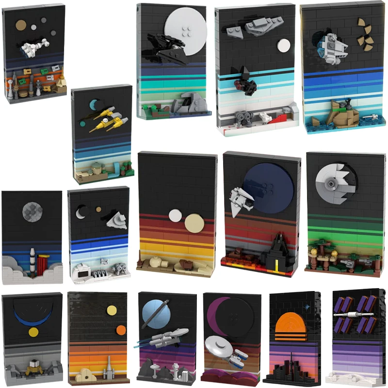 MOC – blocs de construction de cartes postales, Design créatif, série de films étoiles, contes de l'ère spatiale, modèle de Puzzle pour enfants, jouet de Collection pour adultes, cadeau