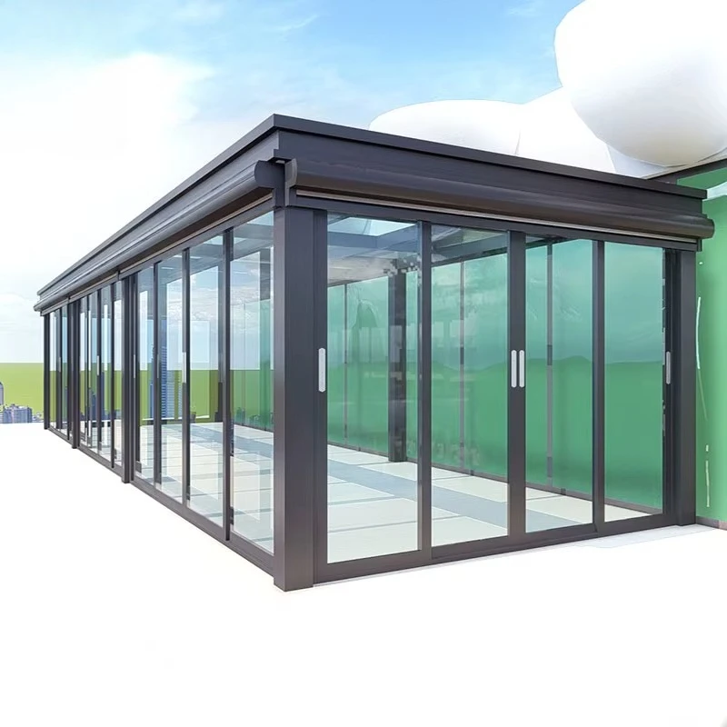 4 Season Aluminum Modular Roof Retractable Glass Houses Kit Solarium Conservatory Outdoor High Quality Freestanding Sunroom