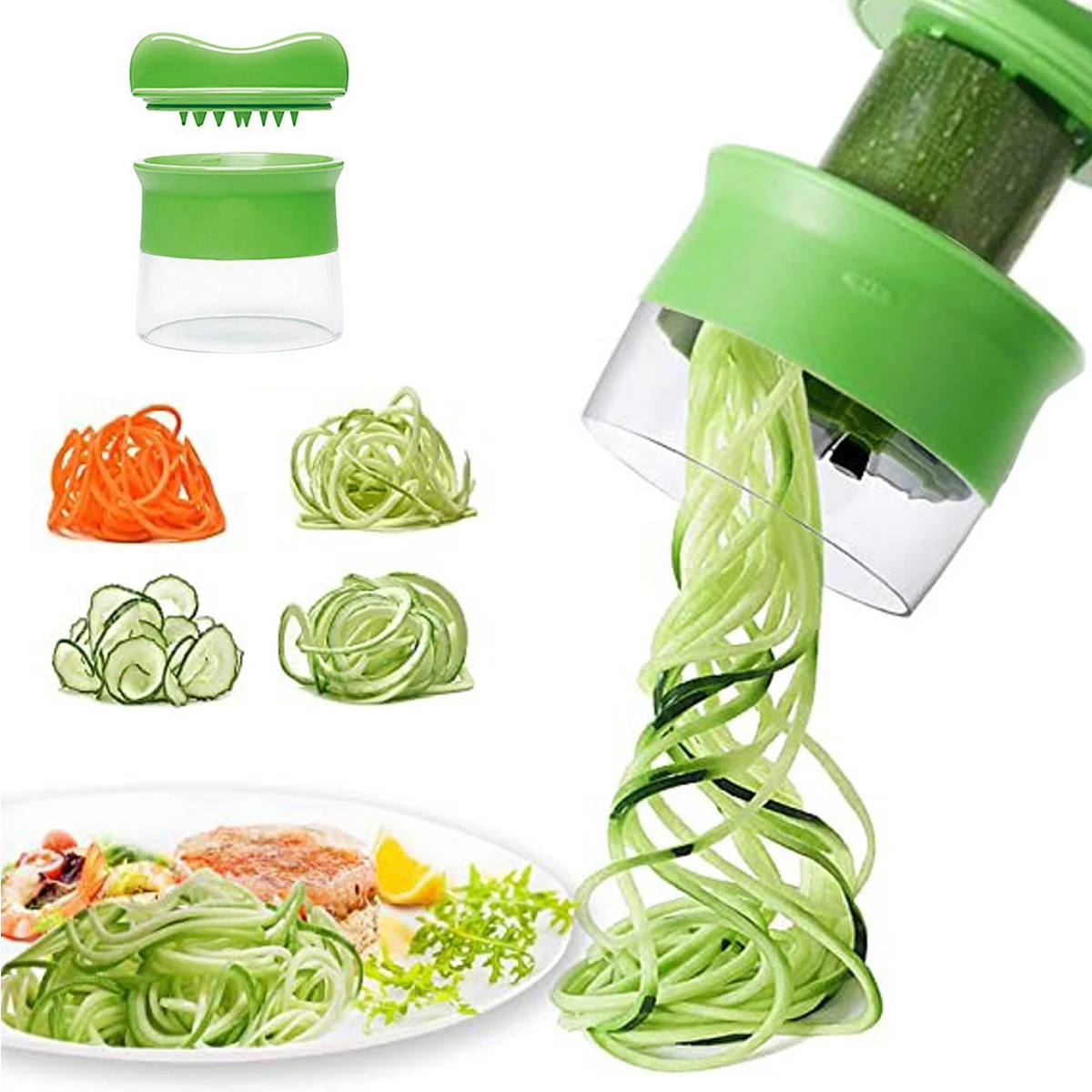 Cortador espiral manual de vegetais, crie macarrão de abobrinha e torções de frutas saudáveis, ferramenta de cozinha, máquina de corte multifuncional