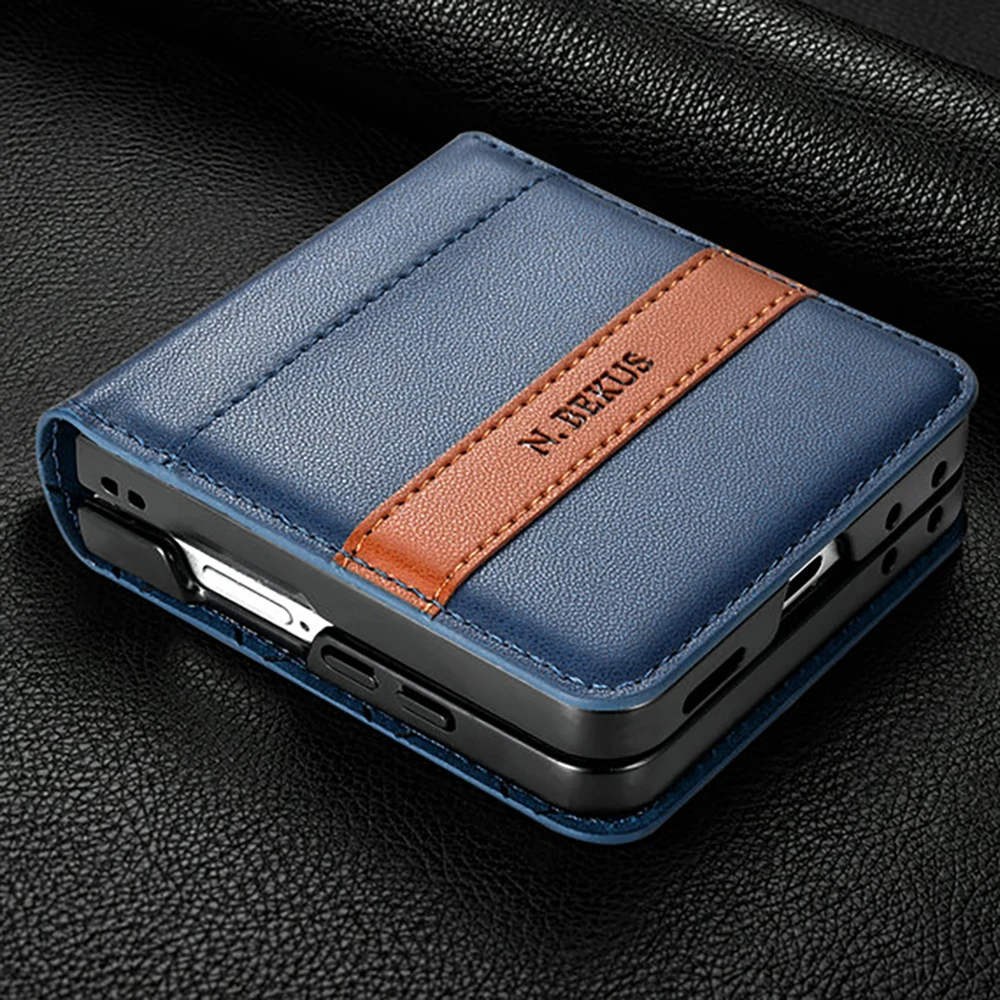 Für Samsung Z Flip 8 5G Armor Leder-Kartenhülle für Samsung Galaxy Z Flip7 FE Luxus-Schutzhülle Telefon Z Flip 7 6 5 4 3 Funda
