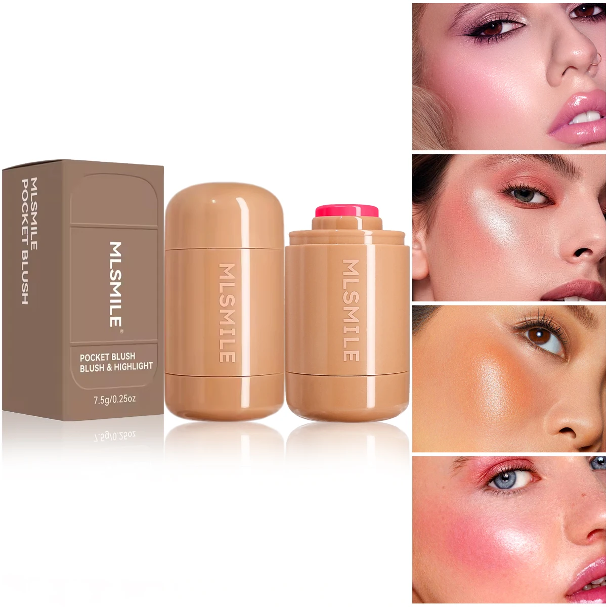 Blush Stick Lasting Brightens Facial Cheek Stick 3-in-1 Moisturizing Flash Lip Gloss Makeup Lip Gloss Face Rouge rhode