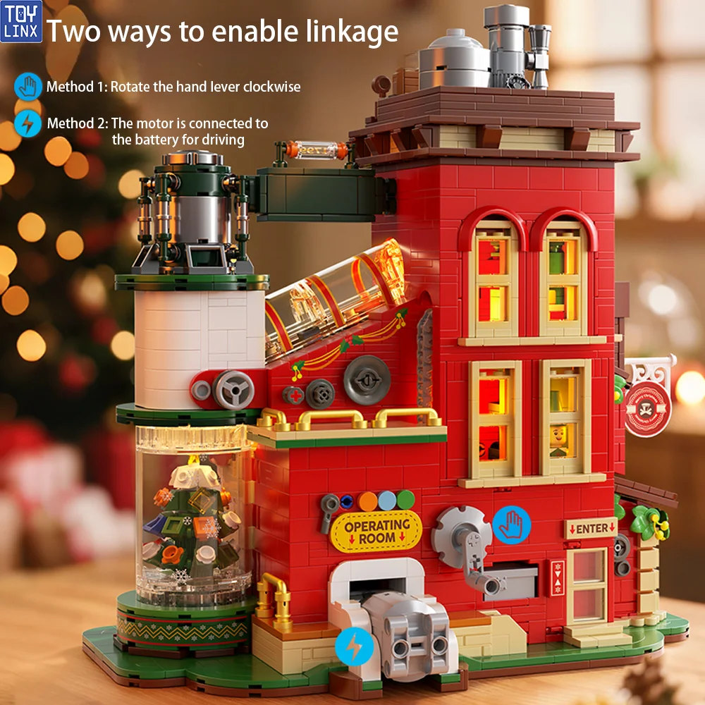 2782 قطعة عيد الميلاد لتقوم بها بنفسك اللبنات مجموعات الحلي البناء حجب مصنع نموذج لعب للأطفال هدايا مع مصباح ليد #2