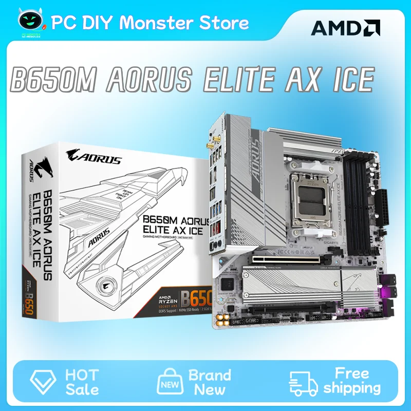 GIGABYTE B650M AORUS ELITE AX ICE Motherboard AM5 B650M Double Channel Mainboard 192GB Memory DDR5 8000 (OC) MHz M.2 PCIe 4.0