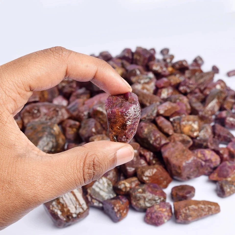 Certified Natural Red Star Ruby Untreated Rough Healing Crystal Loose Gemstone