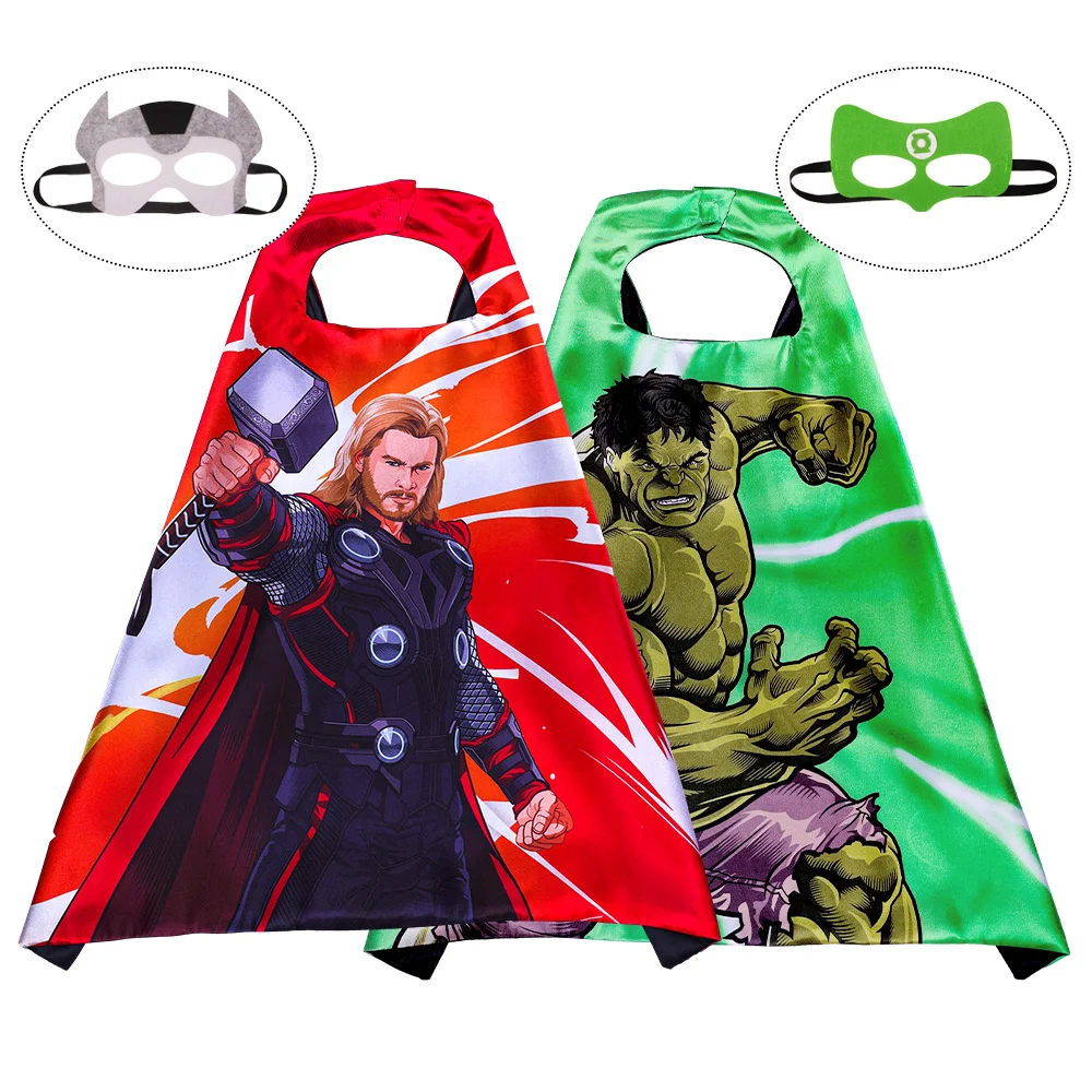 

Anime Super Hero Masquerade Mask Cape Cloak Spider Man Cloak Captain America Cosplay Child Party Gifts for 6-12Y