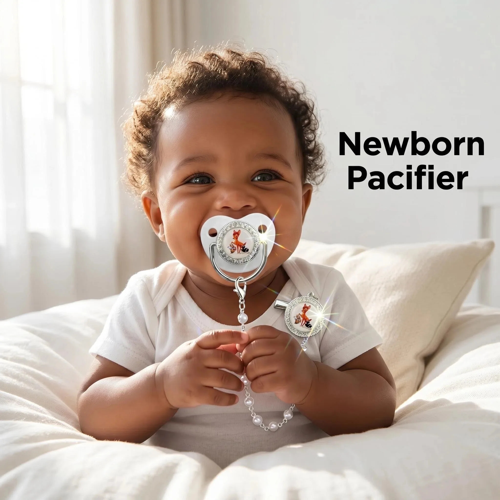

Newborn pacifier chain clip soothing teething gel dust-free cap perfect gift for baby feeding chewing and playing with mouths