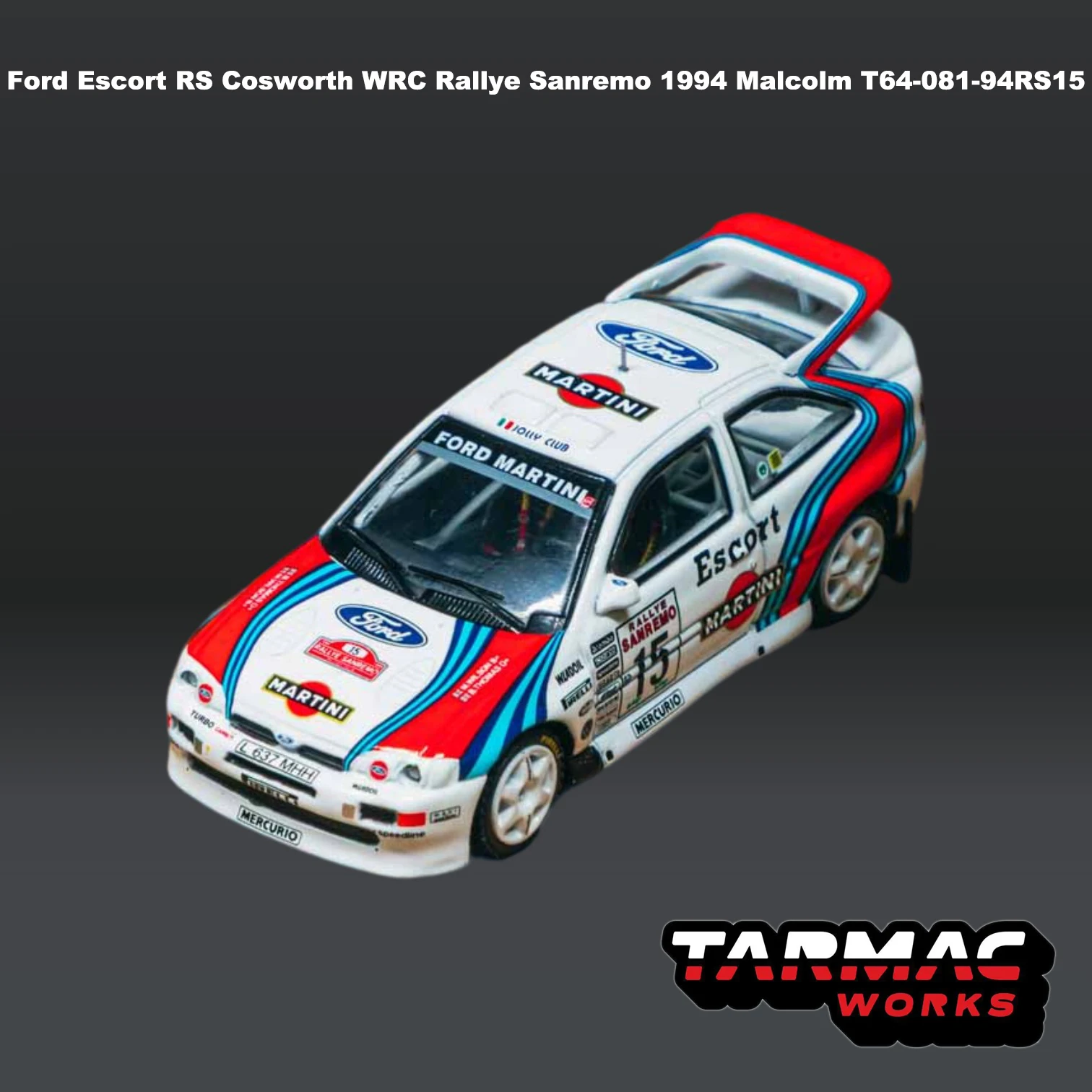 在庫あり-tw-1-64-フォード-エスコート-rs-コスワース-wrc-15-マティーニ-1994年サンレモラリー-マルコム・ウィルソン-ラリー-ダイキャストカーモデル-出荷準備完了