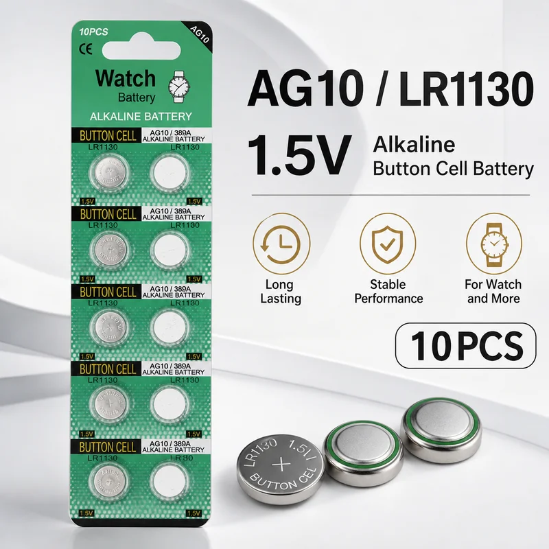 Батарейки-таблетки 1.5V AG10 LR1130 LR54 SR1130W 389A, 10/20/50/100 шт. в упаковке, замена для часов, лазерных указок, игрушек