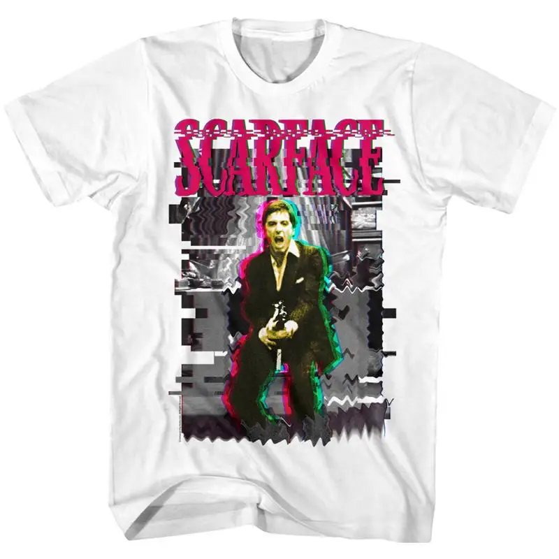 Scarface Say Hello Glitch Men'S T Shirt Al Pacino Tony Montana Gangster Mafia