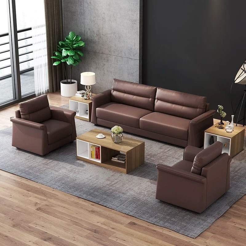 Office Furniture Commercial Office Reception Sofa Set Luxury Leather Sofa Italian Sectional Sofa Office Room Hall Waiting Couchp