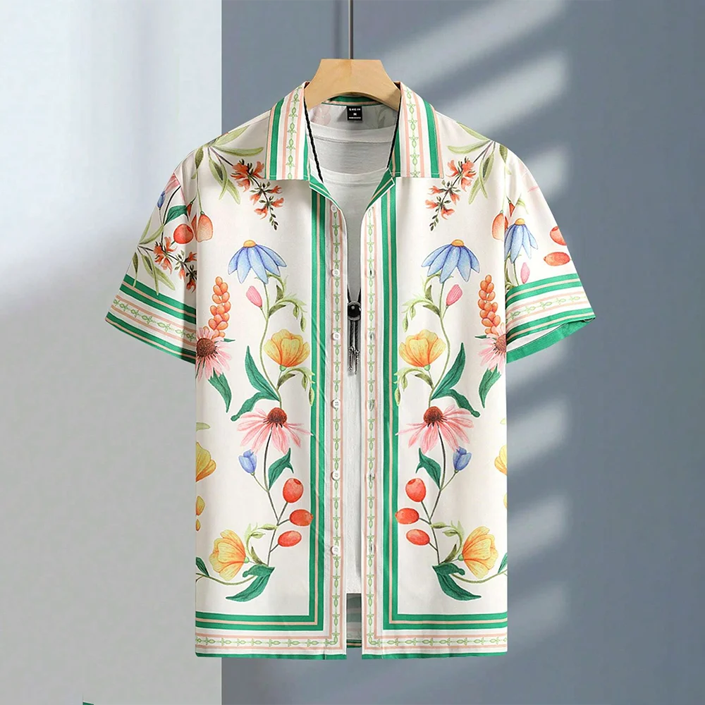 Fashion Artistic Design Men's Fun Shirt Summer Casual Unisex Shirts Oversize Holiday Beach Shirt For Men 2024 Button Down Blouse