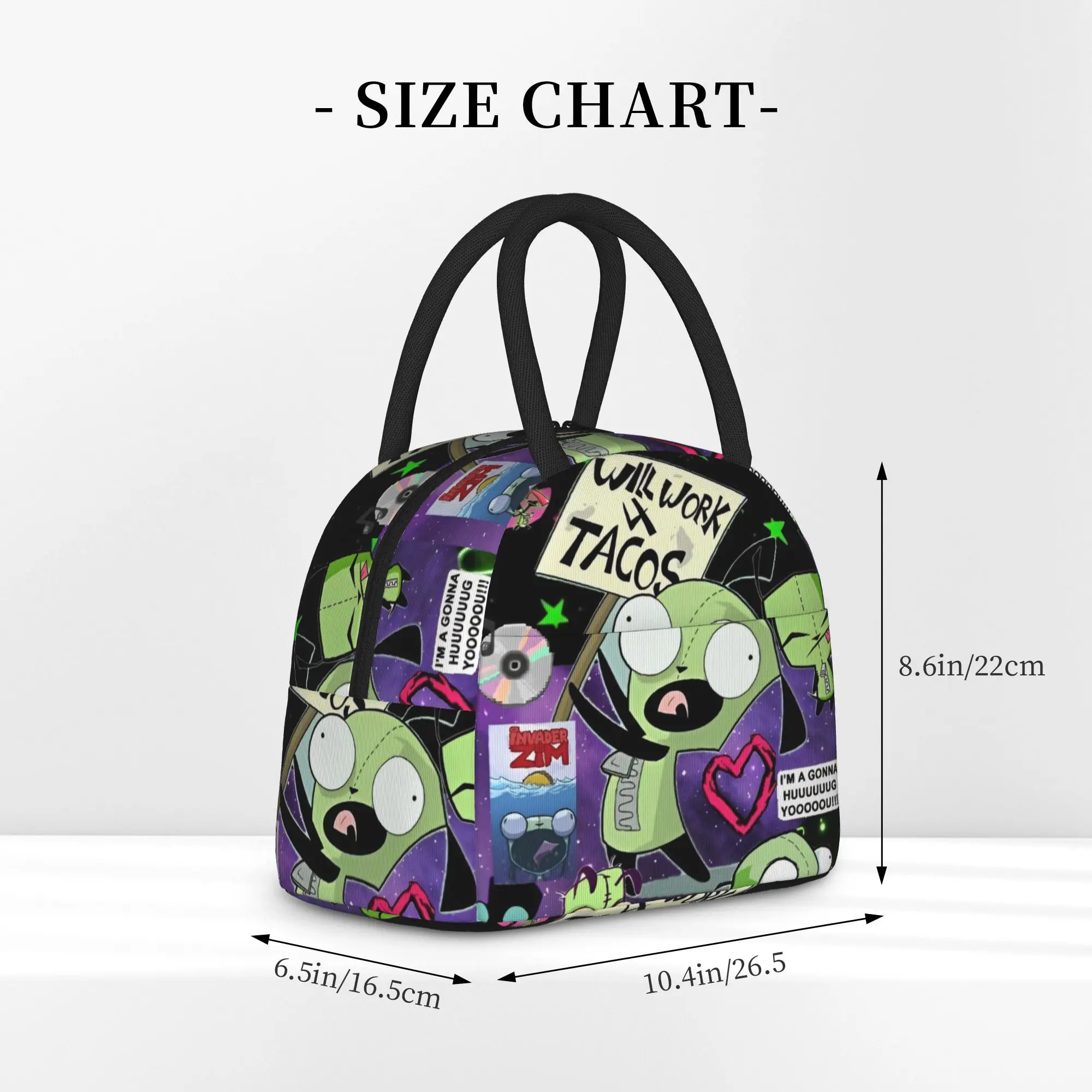 Invaders Zim Gir Insulated Lunch Bag Cooler Bag Meal Container  Portable Tote Lunch Box Food Storage Bags - view 3