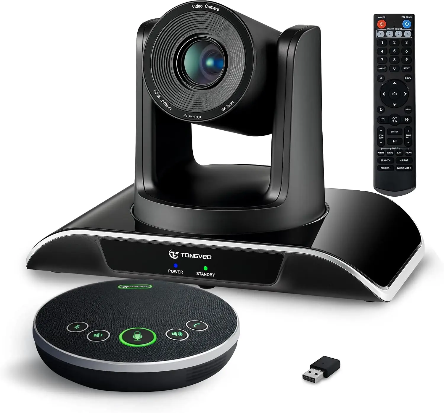 All-in-One Conference Room Video Camera System with AI Auto-Tracking, HD1080P 60fps, 3X Optical Zoom, USB3.0 HDMI PTZ Camera & Bluetooth Speakerphone